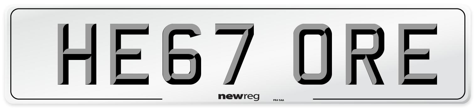 HE67 ORE Number Plate from New Reg